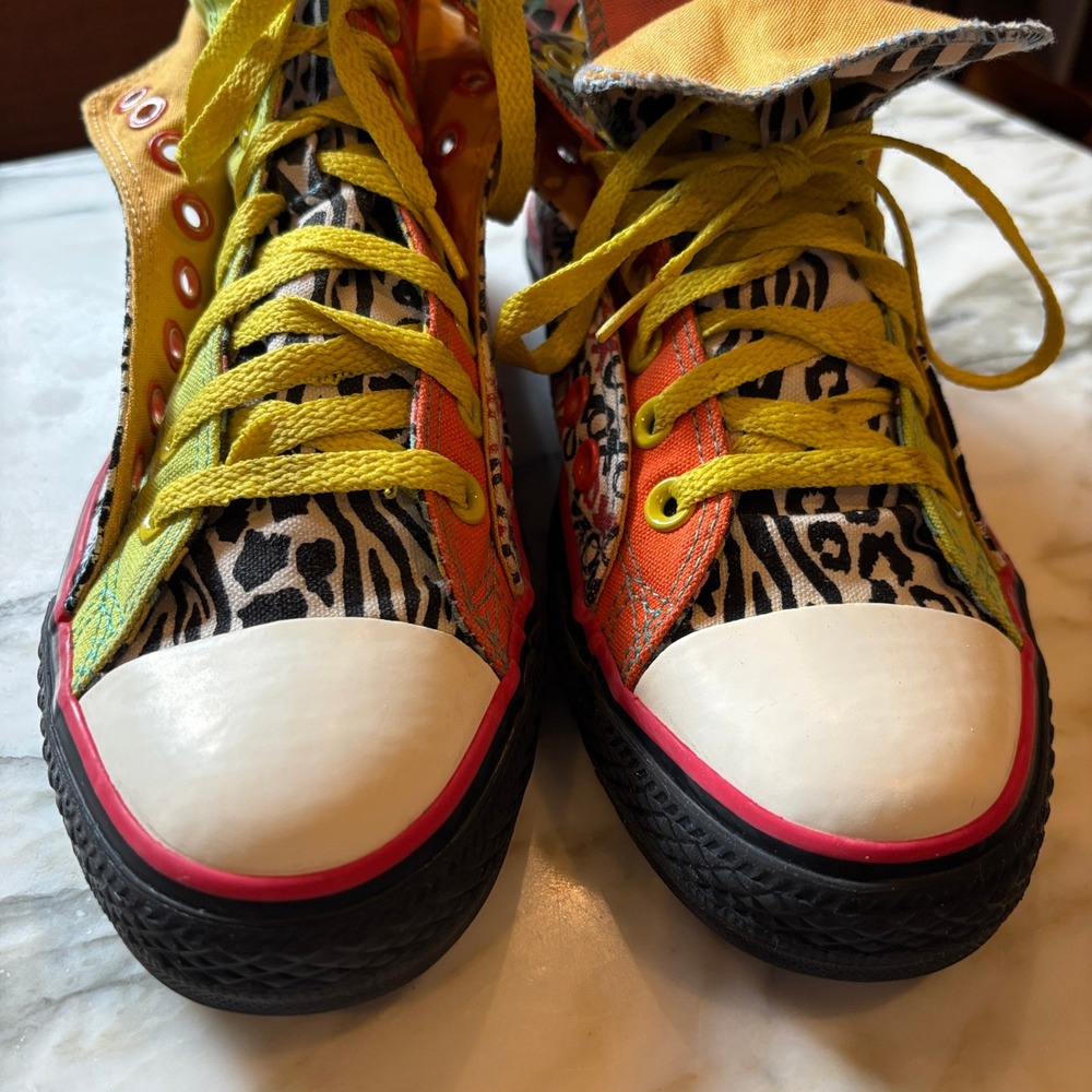 Converse Chuck Taylor All Star Double Upper High Top Mixed Print Sneakers Size 8 - Picture 3 of 14